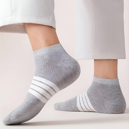 Image of MOMISY Men's Premium Cotton Cushion Ankle length Socks, (Multicolor) Pack of 5 (Free Size)