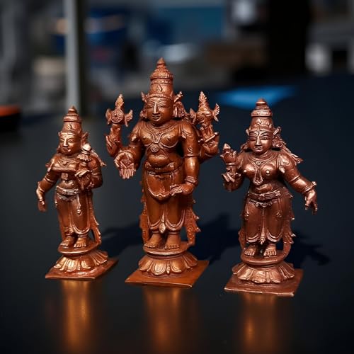 Image of Venkateswara with Sridevi and Bhudevi Murti - 3.9 in