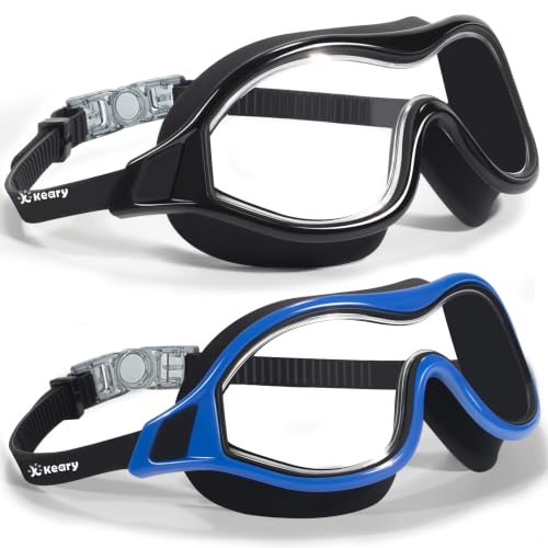 2 Pack Swim Goggles for Adult Wide View Anti-Fog & UV Waterproof Men Women