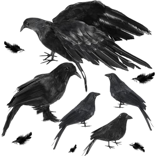 TANGPINGMAO Crows Negros 5pcs 3 tamaño Crow de Halloween de Halloween Realistic Crow Crow Decoración de Espuma Crow para el hogar, Oficina, Fiesta, Branch Dead Suministros para el hogar