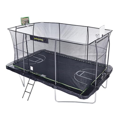 JumpKing 10'x15' Rectangle Trampoline w/ 2 Powder Coated Basketba...