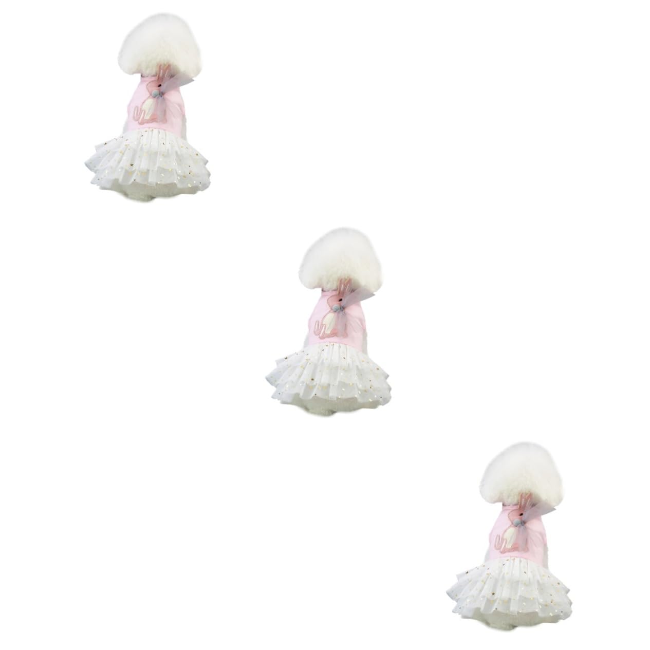 Robe en tulle pour chien Angoily rose avec dentelle en lot de 3 pièces