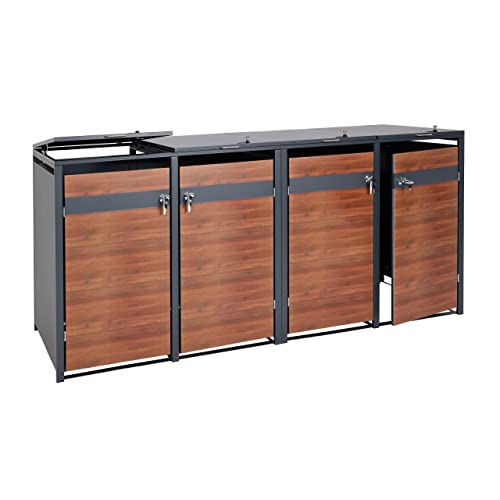 Mülltonnenbox Roma Für 3 Tonnen 240L - Holz Mülltonnenverkleidung Natur