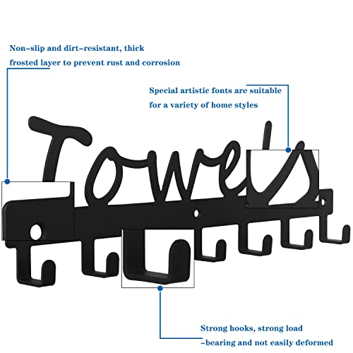Towel Rack 7 Towel Hooks, Black Towel Holder And Accessories For Wall Mount Bath Organization - The Prefect Addition To Rustic Farmhouse, Restroom, Living Room Decor Robe Hooks #TOP2