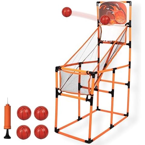 Play Platoon Kids Basketball Hoop Indoor - Arcade Games for 4-12 Year Old Kids - Perfect for Game Room. Backyard, Outdoor Shooting Games - 62 Inch Tall - Includes 4 Balls and Pump Cover