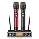 TONOR Wireless Funkmikrofon UHF Professionelles dynamisches drahtloses Dual Mikrofon, Handmikrofonsystem, Heim-KTV-Set für Karaoke, Party, DJ, Kirche, Hochzeit, 60 Meter, TW820, Schwarz und Rot