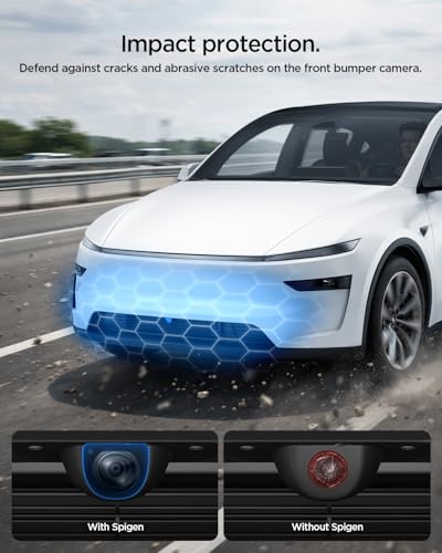 Spigen Displayschutz für Tesla Model Y Juniper 2025 2026 Frontkamera, Schutzabdeckung für Frontschürze-Kamera, Tesla Zubehör, Kompatibel mit Tesla Model Y Juniper (Standard/Premium/Performance)