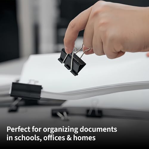 Image of 15mm Binder Clips-Black | Made of Tempered Steel, Durable & Rust-Resistant | Perfect for Holding Loose Papers | Ideal for School, Office & Home (Pack of 60)