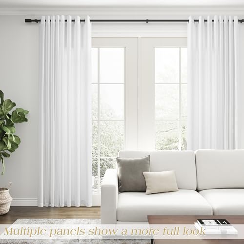 Semi Sheer White Curtains 90 inches Long for Bedroom Light Filtering Privacy Sheer Curtain Drapes Modern Elegant Coastal Decor Thick Cotton Textured Grommet White Gauze Window Curtains 2 Panels Set - Image 6