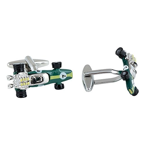 Mancuernillas Cuff-Daddy Indy Race Car en Verde con Caja miniatura 2