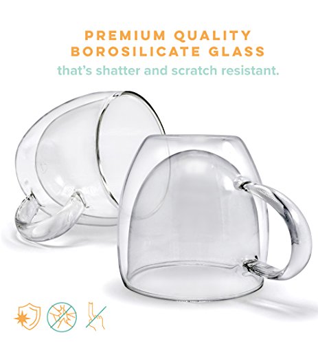 Insulated Coffee Mug With Handle, Double Walled Glass Coffee Mugs And Glass Tea Cups, Borosilicate Glass Mug, Coffee Mug Set Of 4 (8Oz, Set Of 4) #TOP4