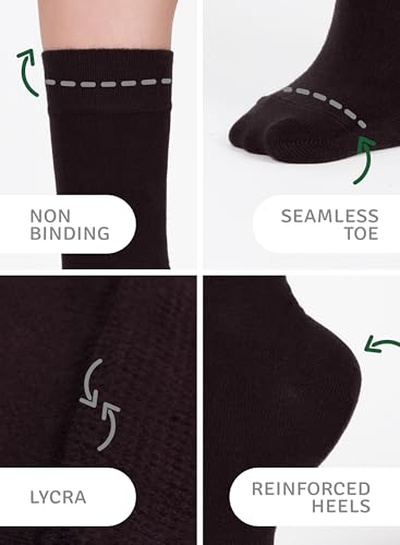 Image of Women's Bamboo Dress Socks, Crew for Business Trouser Casual, Soft, Thin & Seamless, Size 6-9 /9-12 (3, 4 or 5 Pairs)
