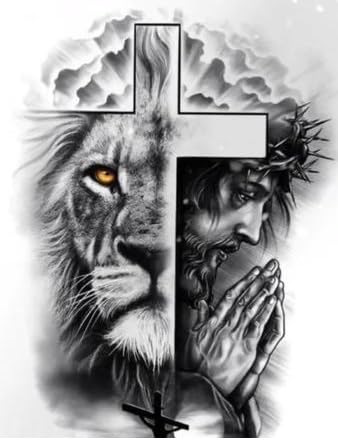 Image of Jesus Christ Cross Stitch Kits for Adults Beginner,Lion Counted Cross Stitch Kits Printed Stitching Cute Patterns Dimensions Needlepoint Art Crafts Embroidery Kits for Adults Beginners