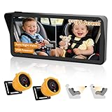Baby Car Camera for 2 Kids, 7' Ultrawide Split Screen, 1080P Dual Carseat Cameras with Auto IR Night Vision/150° Wide View/360° Rotatation, USB Power for Car, SUV, RV/Babies,Pets