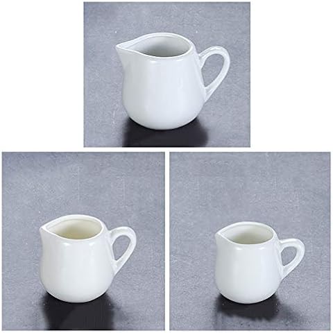 KGDC Gravy Boats Sauce Jugs Ceramic Honey Pot Coffee Milk Cup Pure Creamer Pot With or Without Handle Restaurant Milk Pot Steak Sauce Pot Sugar Pot (3 Pcs) Sauce Boat (Size : With handle) Cover