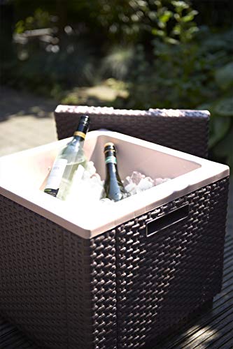 Keter Ice Cube Beer And Wine Cooler Table Perfect For Your Patio, Picnic, And Beach Accessories, Brown,16.9 In. L X 16.9 In. W X 16.9 In. H #TOP6