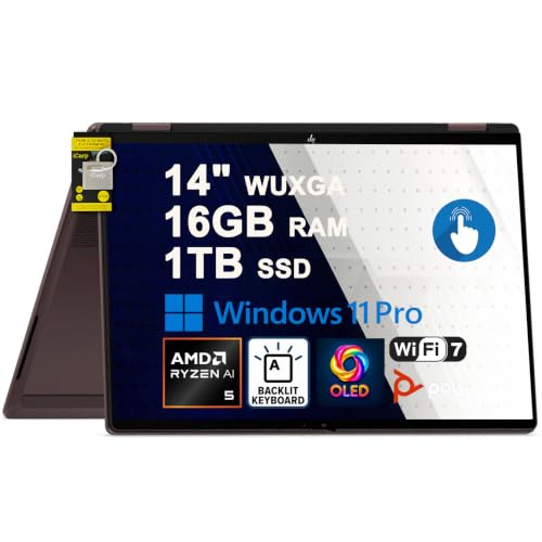 Image of HP OmniBook X Flip 2-in-1 Laptop 14 inch WUXGA OLED Touch (100% DCI-P3) AMD Ryzen AI 5 430 Up to 50 Tops 16GB RAM 1TB SSD Backlit for Creator Designer Business Professional Win11Pro ICP Hub