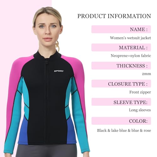 Women Wetsuit Jacket Men Top 2mm and 3mm Neoprene Swim Surfing Kayak miniatura 4
