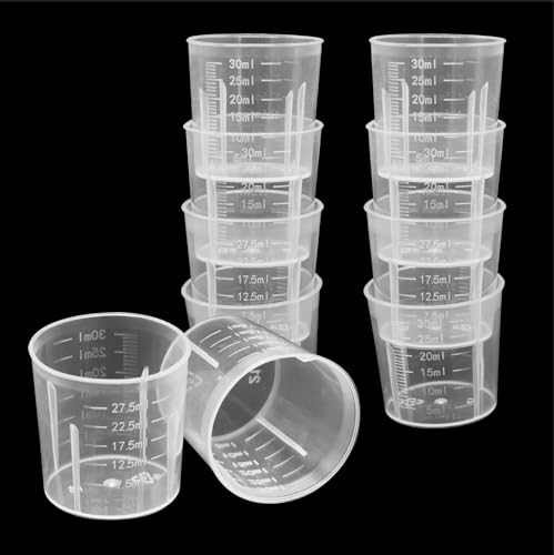 10 Pcs 30ml Measuring Cups Plastic Graduated Cups Transparent Scale Cups Plastic Clear Epoxy Mixing Cups for Kitchen Cooking Medicine Measure Tool
