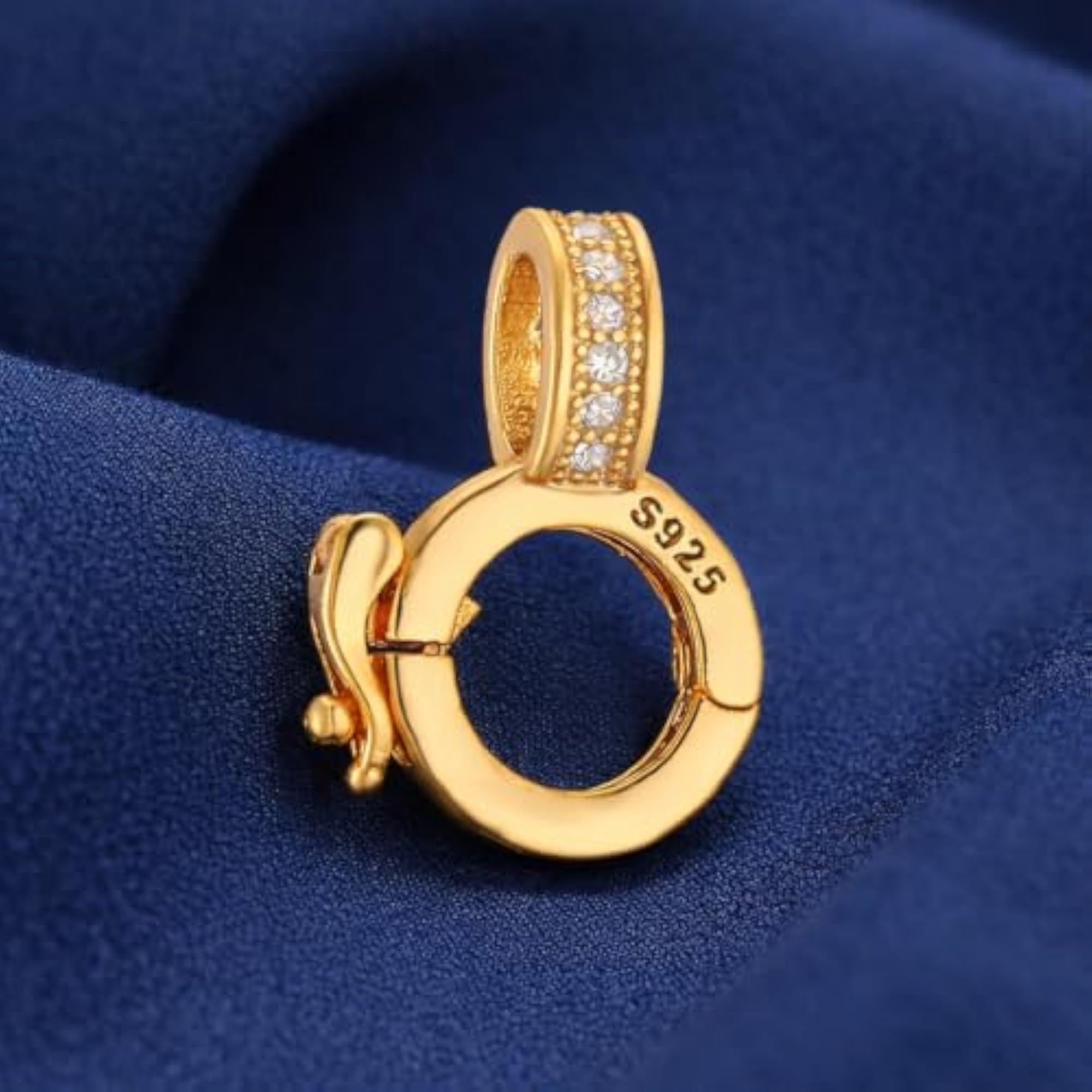 Women's 925 Sterling Silver Pavé Lock Connector Charm Pendant, Gift