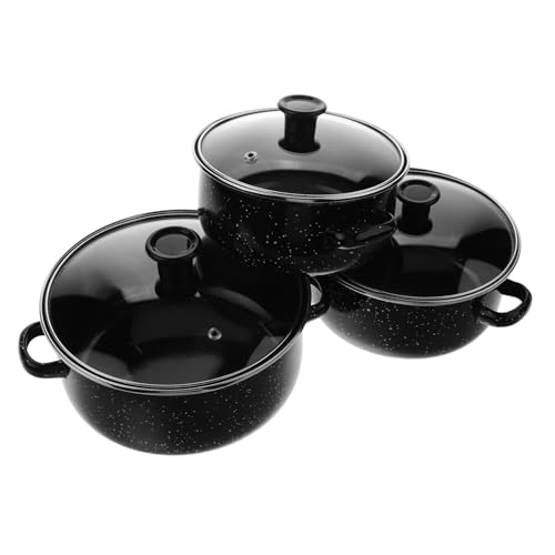 Zerodeko 1 Juego Cacerolas de Esmalte con Asas Doble para Cocina Mini Olla de Sopa y Fideos para Cocinar Leche Salsas y Postres