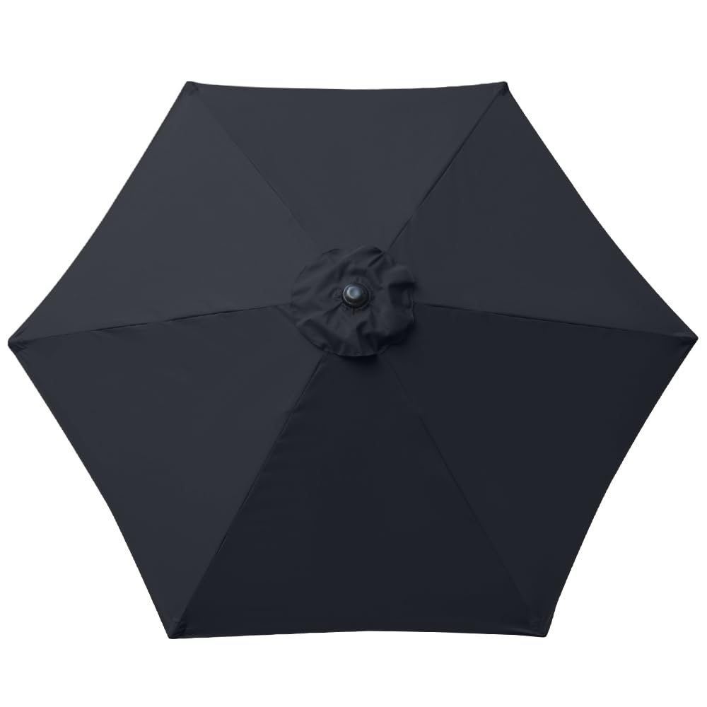 Green Bay 2.5m 6 Arms Parasol Replacement Canopy Fabric Cover,Black