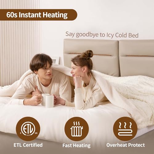 Image of Bearhug Heated Blanket Twin Size, 62 inchx84 inch Electric Blanket with 10 Heat Levels & 1-12H Adjustable Auto Off, Faux Fur and Sherpa Reversible Bed Warmer, ETL Certified, Machine Washable