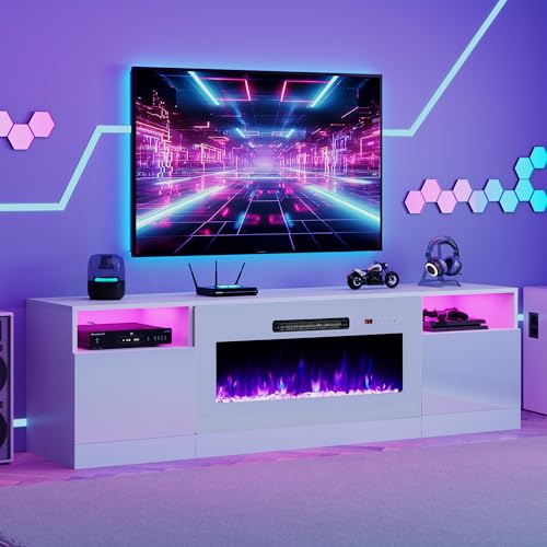 Image of AMERLIFE 70 inch Fireplace TV Stand with 36 inch Electric Fireplace