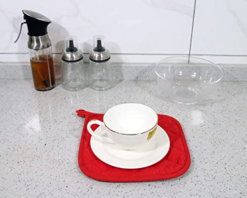 5 Pcs Pot Holders For Kitchen, Cotton Potholers With Great Heat Resistance, Hot Pads, Trivets For Cooking And Baking Red #TOP4