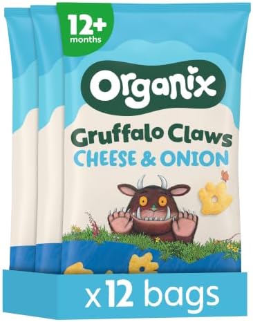 Organix Cheese & Onion Gruffalo Claws, Multipack, 3 x (4 x 15 g Bags)