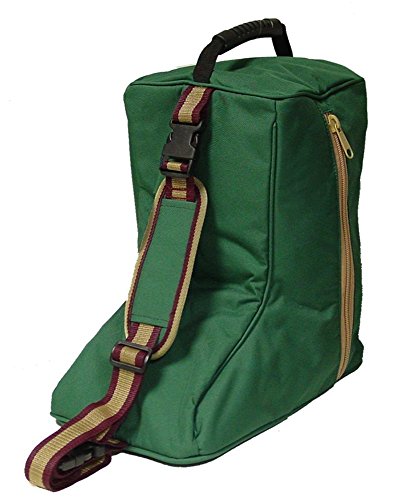 Tahoe Tack Triple Layer Padded Western Boot Carry Bag, Green/Gold Trim
