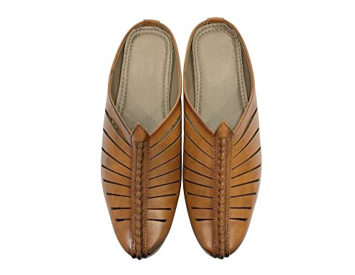 Punjabi Jutti for Men's Tan Traditional Handmade Loafers Mules Shoes Indian Sherwani Ethnic Mojari Backopen Juti2