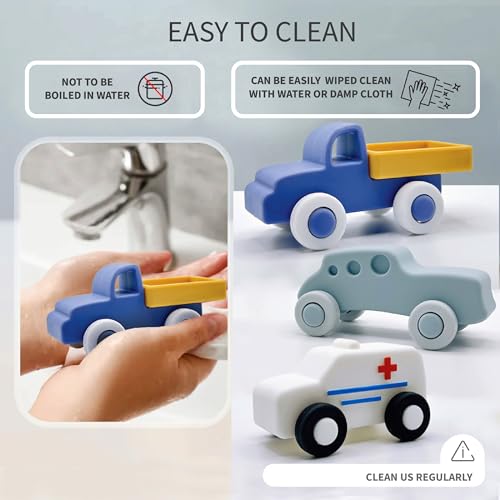 Image of Silicone 3-in-1 Montessori Cars for Kids 3+ Years, Baby Toys, Soft Baby Teething Toys, Sensory Developmental Education Toys for Toddler Baby, Infant Toys, Set of 3 (Multicolor 1)