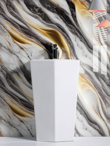Image of KBR Self-Adhesive PVC 3D Wall Sticker Oil Proof and Waterproof, Kitchen Backsplash Black Gold Stickers Wallpaper for Hotel, Living Room, Bedroom & Cafe Walls (60cm x 200cm, Pack of 2)