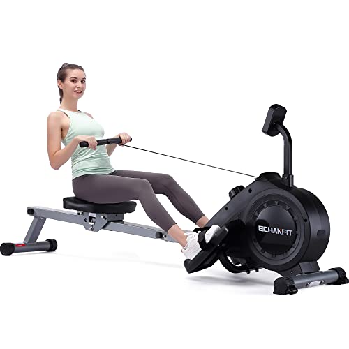 ECHANFIT Magnetic Rower Machine with 16-Level Silence Resistance for Whole Body Rowing with LCD Monitor for Home Gym, Cardio Exercise and Strength Training
