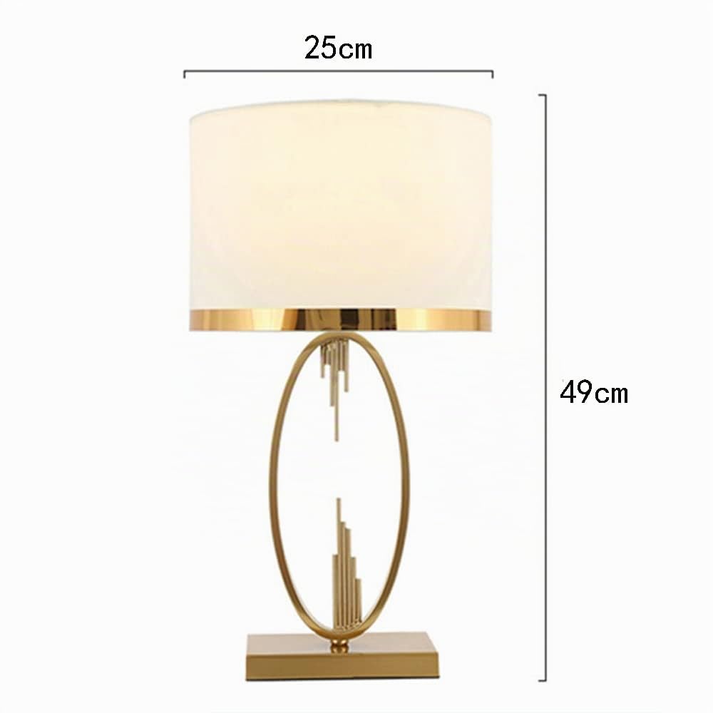 Mengjay Tischlampe,Tischleuchte Vintage, Industrial, Retro, Nachttischlampe Stahl und Textil in Weiß und Kupfer, Lampe mit Schalter, E27 Fassung.