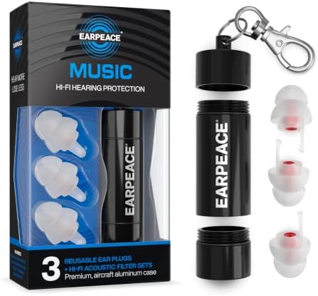 EARPEACE High Fidelity Concert Ear Plugs - Hearing Protection Earplugs for Musicians, Festivals, and Loud Venues - 3 Levels of Noise Reduction - Noise Cancelling Ear Plugs Up to 26dB