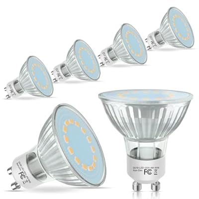 GU10 LED Light Bulbs, 50 Watt Halogen Equivalent, Warm White 2700K, 4W LED Bulbs for Track&Recessed Lighting, 120°Flood Beam Lighting for Kitchen, Range Hood, Living Room, Bedroom, 6 Pack