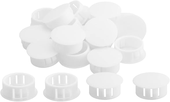 10Pcs White Hole Plugs 19mm 3/4" Plastic Flush Type Hole Plug Snap in Locking Panel Plastic Plugs, Furniture Fencing Post Pipe Insert End Caps