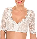 Youning Dirndl Blusen Damen Weiß Schwarz mit Schnürung Damen Spitze Dirndlbluse Sexy Trachtenbluse für Damen Elegante Bluse Kurzarm Transparent Spitzendirndlbluse für Oktoberfest