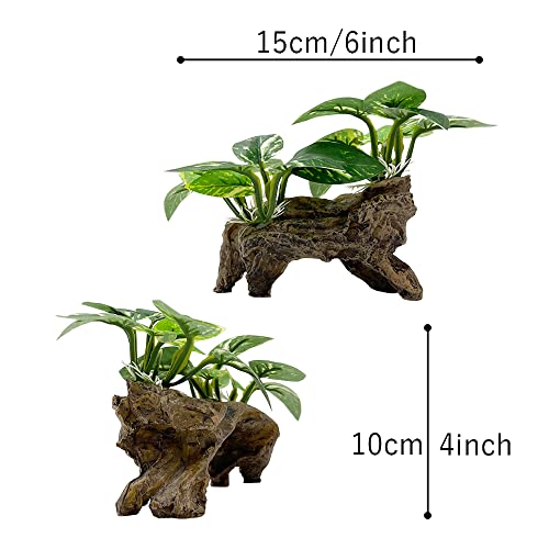 Smoothedo-Pets Fish Tank Decorations Aquarium Decor Ornaments Betta Silk Leaf pad Hammock Artifical Driftwood cave Goldfish Bowl Accessories (Type-C) - Image 5