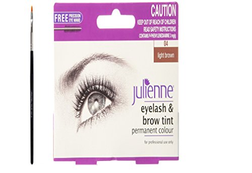 Julienne Eyelash Eyebrow Tint Tinting Kit Dye LIGHT Brown Tint Brush