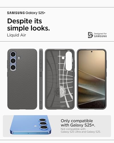 Image of Spigen for Galaxy S25 Plus Case, Liquid Air [No Magnet Ring] [Military-Grade Protection] - Marble Gray