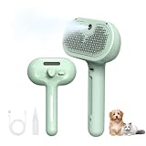 ペット用ブラシ【ワンプッシュ式】犬用ブラシ 猫ブラシ 抜け毛取り 噴霧式 USB充電式 痛くない スリッカーブラシ マッサージ 猫くし 犬くし ペットグルーミングブラシ 短毛 中毛 長毛 猫用品 丸洗い可能 皮膚に優しいブラシ 猫犬通用 (グリーン)