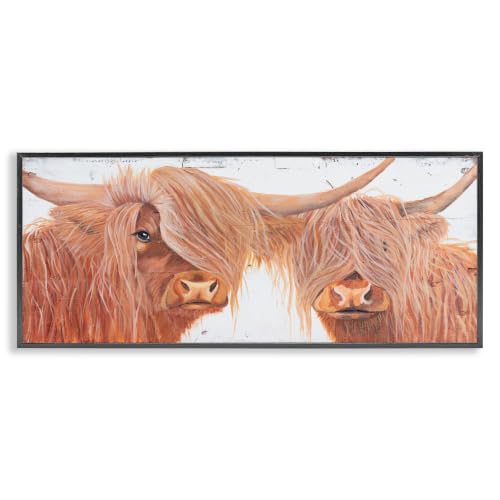 Highland Cow Countryside Portrait, 13 x 30 Inch Framed Giclée Print