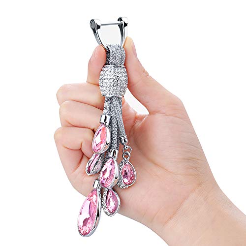 Rayhoo Heart-Shaped Teardrop Crystal Car Key Chains For Girls Ladies Women Key Fob Ring Strap Fit Bmw Honda Audi Lexus Ford Vw Mercedes Benz Nissan Cadillac Maserati Volvo Toyota Ect. (Pink) #TOP2
