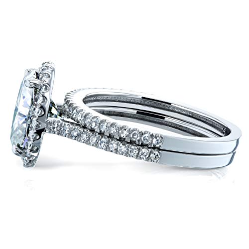 Kobelli Oval Moissanite Halo Bridal Rings Set 2 3/8 Ctw 14K White Gold, 7 #TOP3