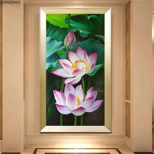 Lotus diamond painting fleur pour décoration murale grand salon