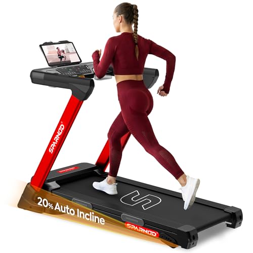 Image of Sparnod Fitness Z Auto Incline Treadmill for Home Use, 6HP BLDC Motor, 20% Auto Incline, 1-14 km /h Speed, Shock Absorbing Surface, Bluetooth Speaker, LED Display, Hydraulic Foldable, 120kg Capacity