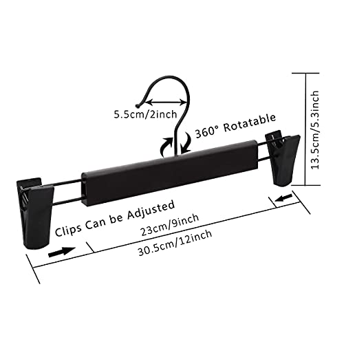 Pants Hangers Skirt Hangers,20 Packs Black Plastic Dress Trousers Hanger With Non-Slip Big Clips And 360 Rotatable Hook #TOP2